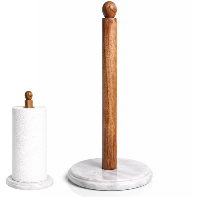 Paper Towel Holder, Marble Base Paper Towel Holder countertop, Kitchen Towel Holder, Bathroom Paper Towel Holder (White)