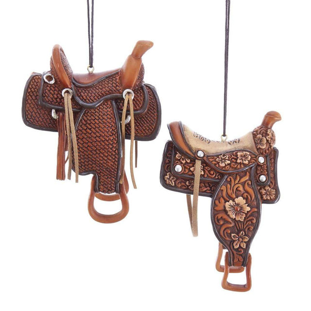 Western Saddle Ornaments, 2 Assorted