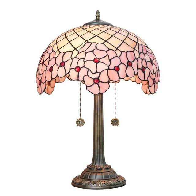 wecrejoni Tiffany Lamp Bedside Table Lamp-Nightstand,Stained Glass Lamp for Bedroom Dorm Living Kitchen, Aesthetic Cute Home Decor Gift, Cherry Blossom