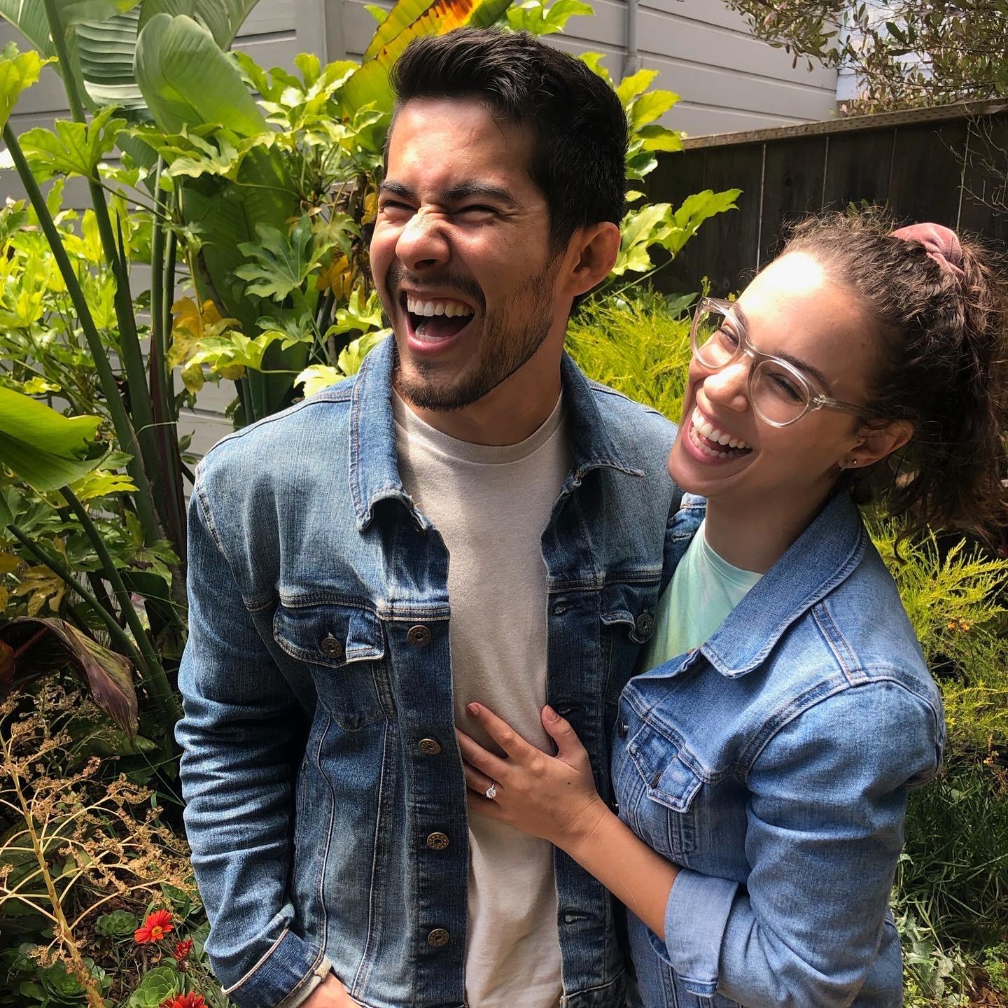 All smiles and laughs right after getting engaged in July 2021