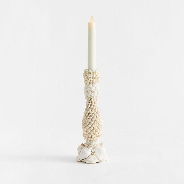 Mira Shell Taper Holder – Natural/White – 10"