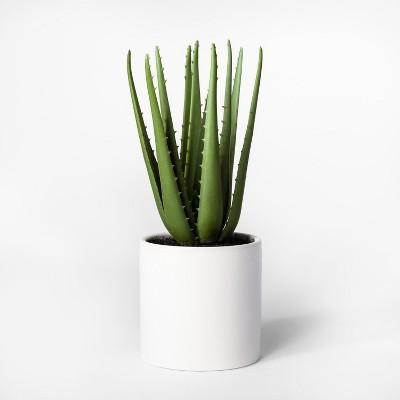 12.5" x 5" Artificial Aloe Plant In Pot Green/White - Project 62&#8482;