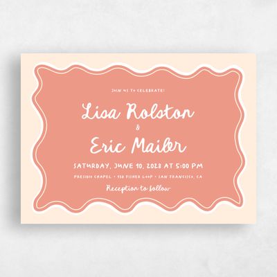Tawny Peach, Orange Wedding Invitation - Brielle Landscape