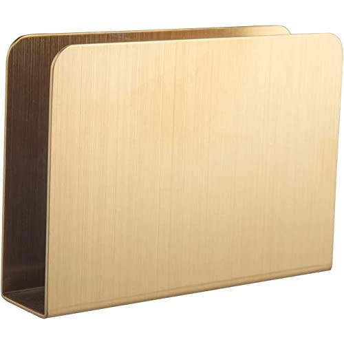 IMEEA Modern Rectangle Napkin Holder Stainless Steel Decorative Paper Cocktail Napkin Dispenser Organizer for Kitchen Countertops, Dinner Tables, Picnic Tables (Gold)