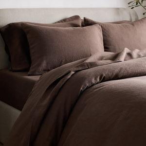 Espresso Linen Duvet Cover Set - King/Cal King