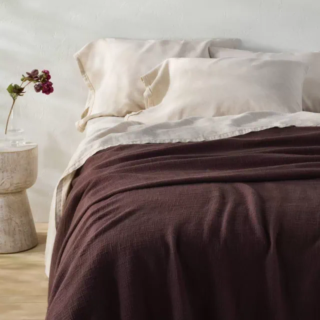 Full/Queen Cotton Slub Blanket Fig Brown - Casaluna™