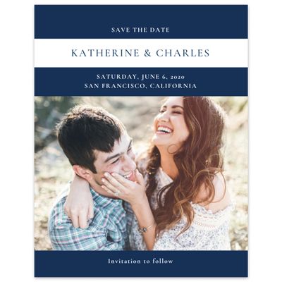 Blue Simple Wedding Digital Save the Date - Potter Stripe