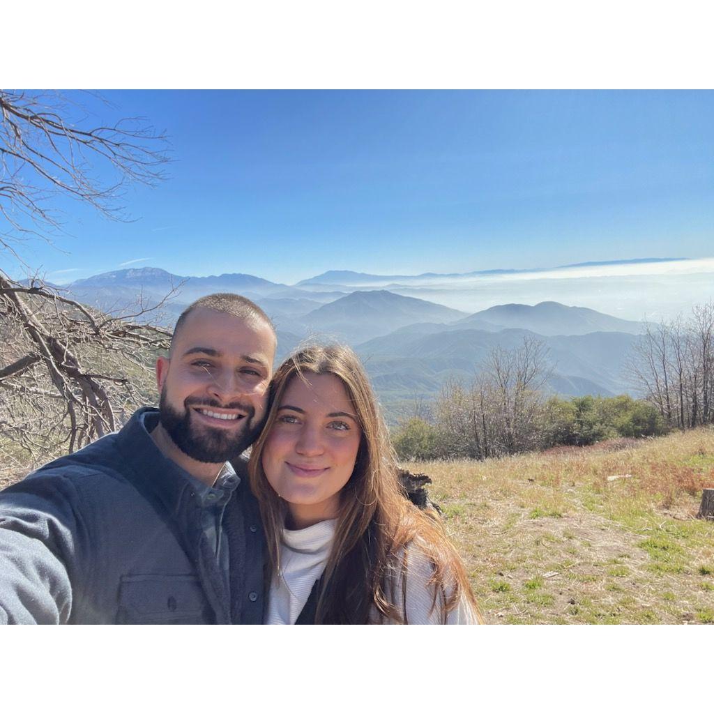 2022 - The morning of our engagement in Lake Arrowhead. Caroline had no idea what was about to happen that night!