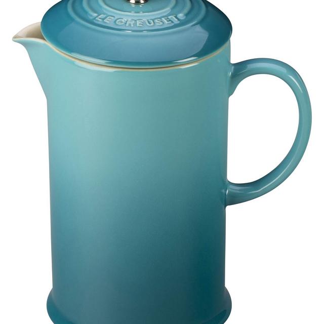 Le Creuset PG8200-1017 Stoneware French Press Coffee Maker, 27 oz, Caribbean