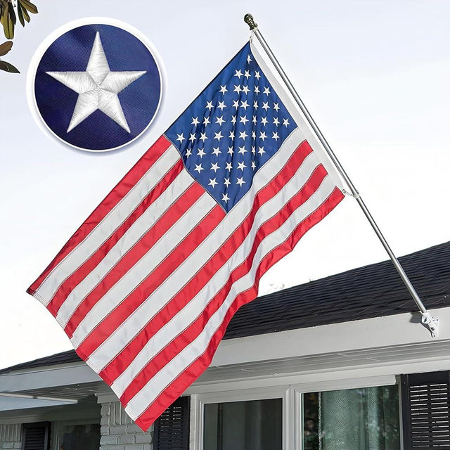 American Flag 2.5x4 FT, Flag For Front Porch,Embroidered Stars, Sewn Stripes, Brass Grommets, Tearproof 420D Nylon Material, All Weather Flag– Unmatched Durability in Any Weather.