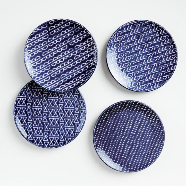 Batik Blue Salad Plates, Set of 4
