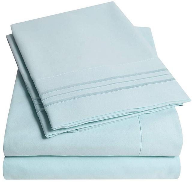 1500 Supreme Collection Bed Sheet Set - Extra Soft, Elastic Corner Straps, Deep Pockets, Wrinkle & Fade Resistant Hypoallergenic Sheets Set, Luxury Hotel Bedding, California King, Light Blue