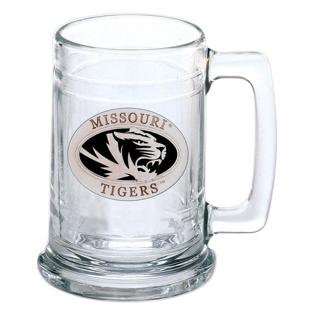 Heritage Pewter Missouri Beer Stein Glass | 15 Ounce German-Style Beer Glass | Intricately Crafted Metal Pewter Alma Mater Inlay