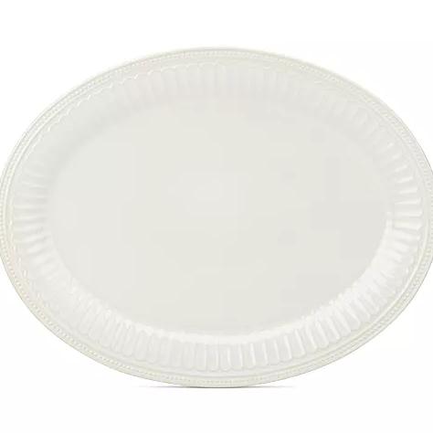 Lenox French Perle Groove Collection 16" White Oval Platter