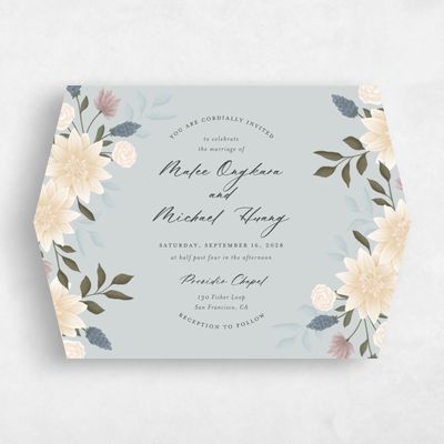 Blue Diamond Wedding Invitation - Simeri Landscape