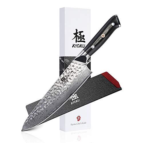 KYOKU Daimyo Series - Professional Chef Knife 8" - Japanese VG10 Steel Core Hammered Damascus Blade - with Sheath & Case