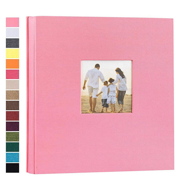 potricher Linen Hardcover Photo Album 4x6 600 Photos Large Capacity for Family Wedding Anniversary Baby Vacation (Pink, 600 Pockets)