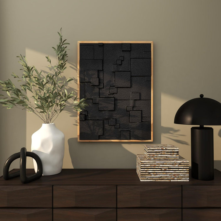 Tisbury Lane, Modern Geometric Dimensional Textured Shapes Framed