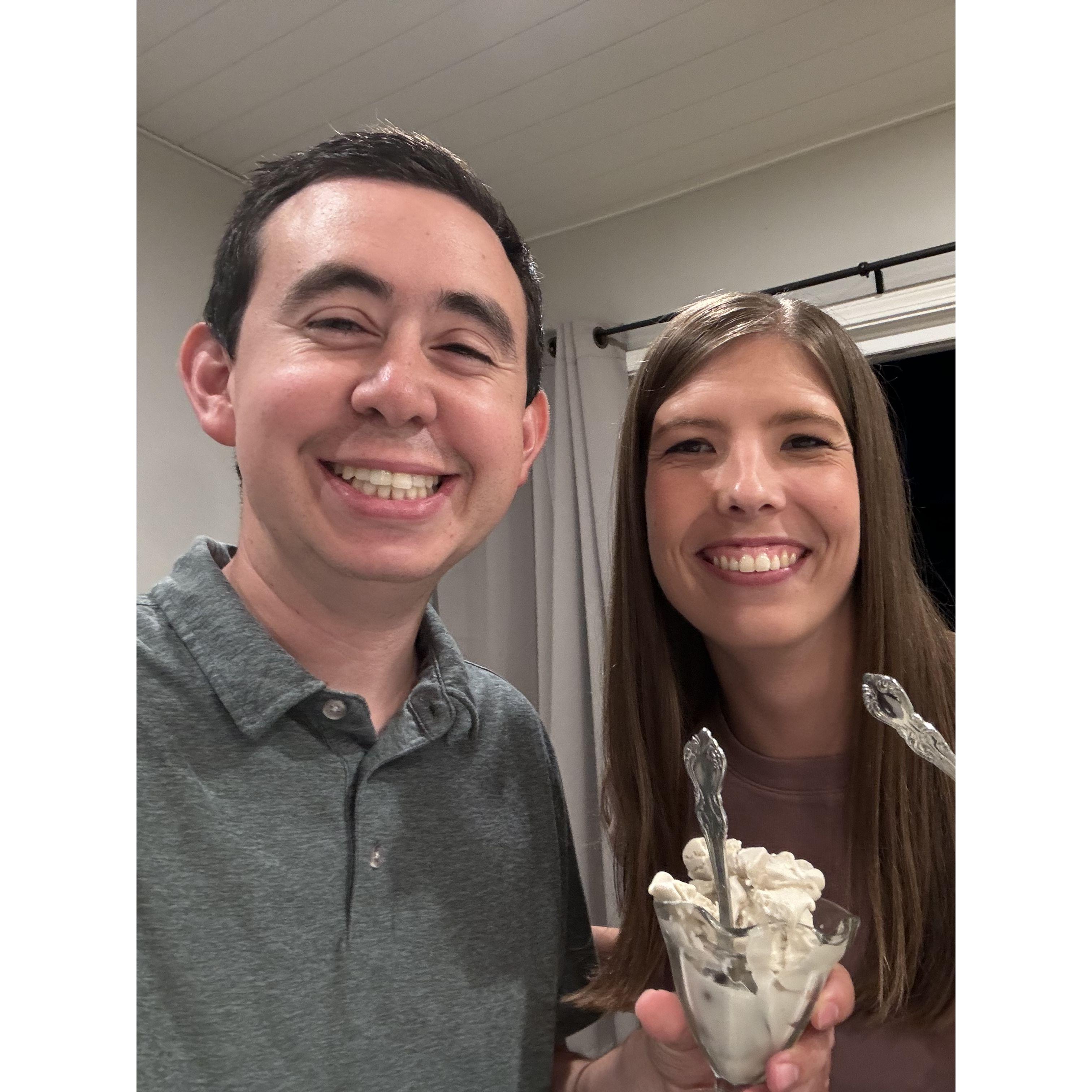 We share in our love for ice cream! Our first time making dairy free ice cream, and it turned out great!