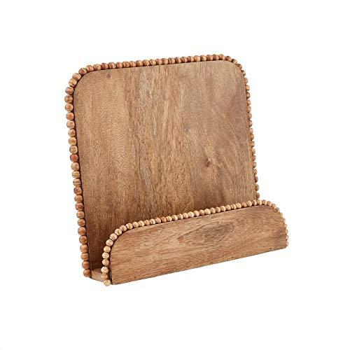 Mud Pie Beaded Cookbook Holder, 11" x 11", Brown