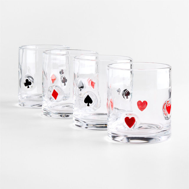 Game Night Icon 15-Oz. Double Old-Fashioned Glass, Set of 4