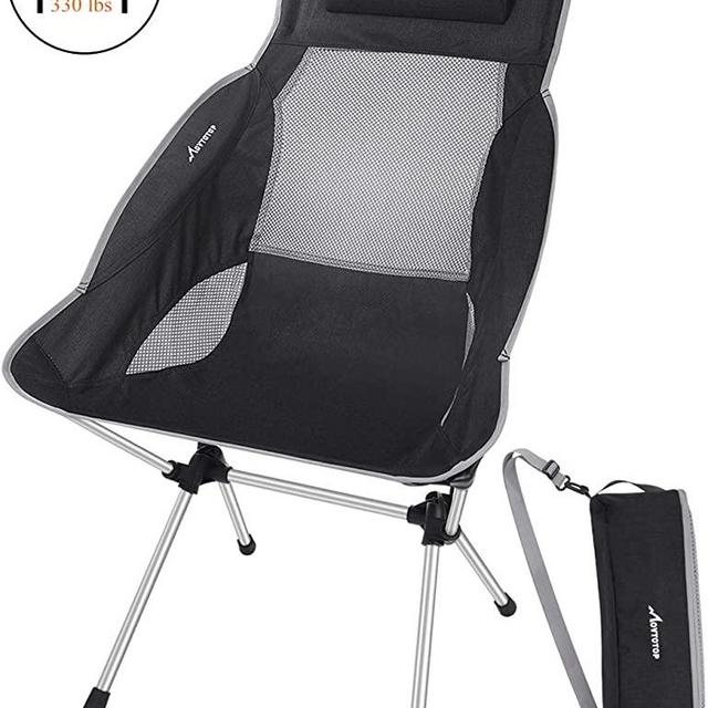 MOVTOTOP Camping Chair, Folding Camping Chair with Adjustable Pillow & Carry Bag【2020 Latest】 Lightweight Foldable High Backrest Outdoor Compact Camp Chair for Picnic Fishing Hiking Backpacking Travel