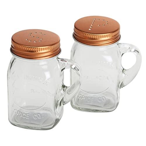 Olde Thompson 3771-03 Mason Jar Salt and Pepper Shaker Set, Copper Lids