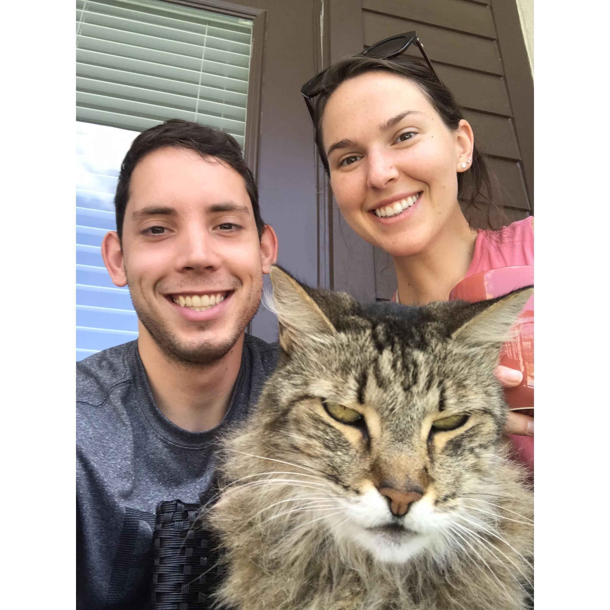 John, Rebecca, and Cinnamon (their 17 year-old cat)
