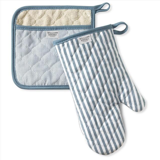 Williams Sonoma Bay Stripe Oven Mitt & Potholder Set, French Blue