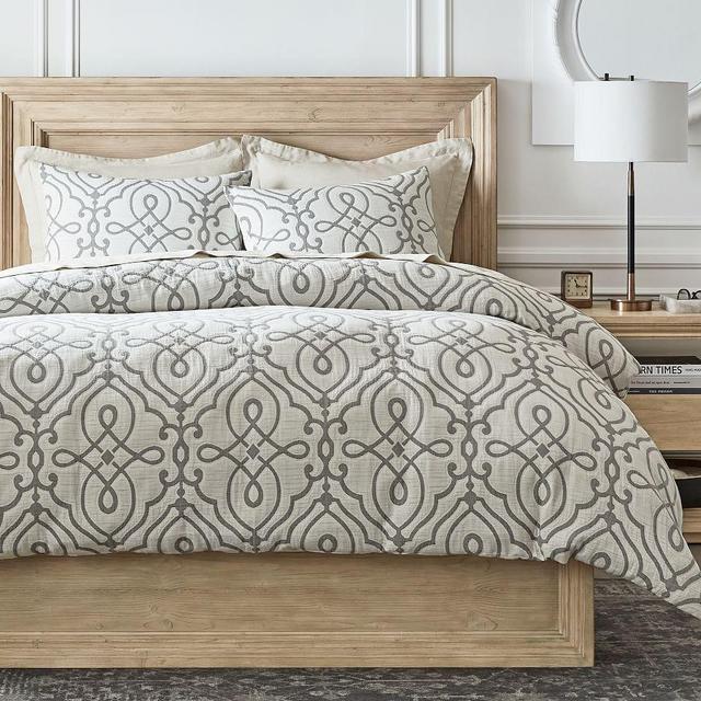 Gray Genevieve Scroll Jacquard Duvet, King/Cal King