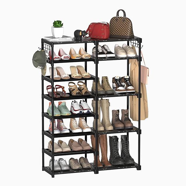TIMEBAL 8-Tier Shoe Rack Storage Organizer 25-28 Pairs Shoes and Boots Shelf Organizer, Removable & Dust Large Shoe Rack, Stackable Shoe Rack for Boot & Shoe Storage