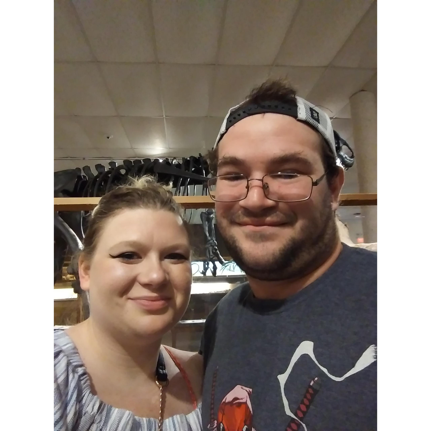 Checking out dinosaur Museum