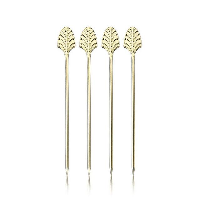Viski Belmont: Art Deco Cocktail Picks, One Size, Gold