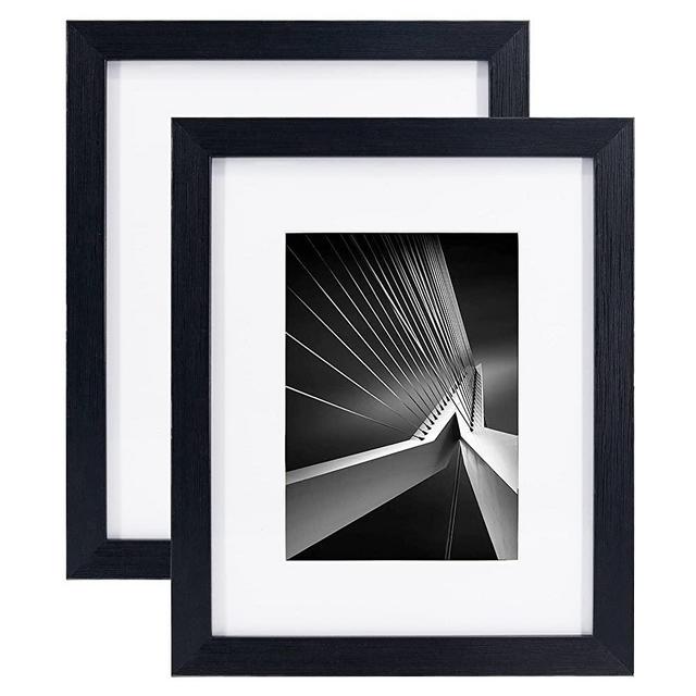GraduationMall 8x10 Picture Frames or Display 5x7 Photo with Mat,Wood Grain,High Definition Glass,Gallery Wall or Tabletop Decor,2 Pack