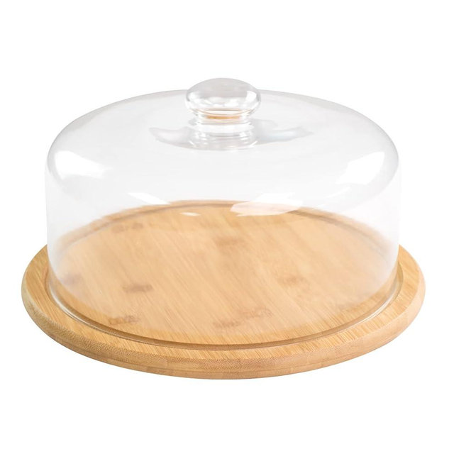 KVMORZE 10.2''Glass Dessert Dome with Base, 11.8"Decorative Cake Tray with Glass Dome Cover, Cake Fruit Display Server Tray for Kitchen, Birthday, Weddings, Appetizer Dessert & Cheese Serving Platter