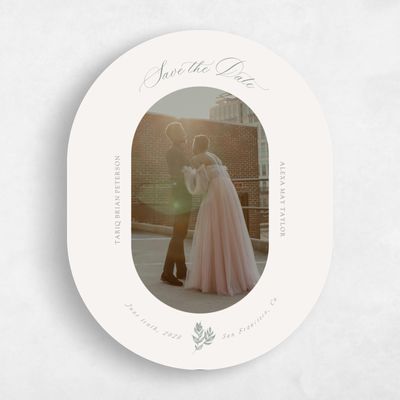Beige Oval Wedding Save the Date - Leif Frame