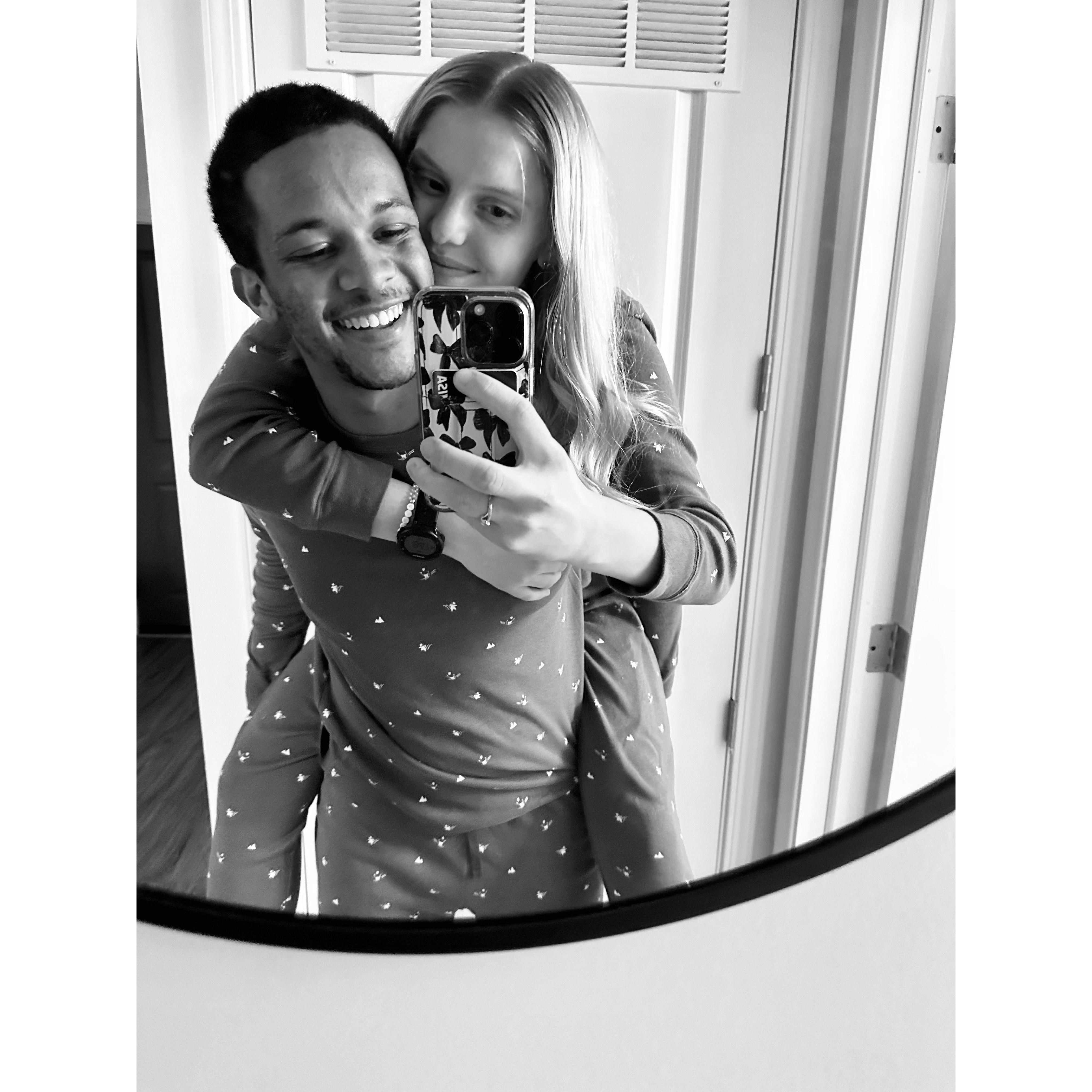 The first of many years with matching Christmas pjs!