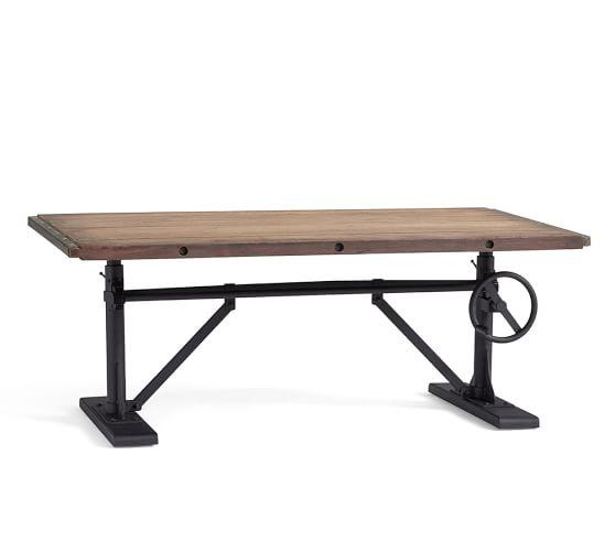 Pittsburgh Crank Coffee Table, Washed Pine
