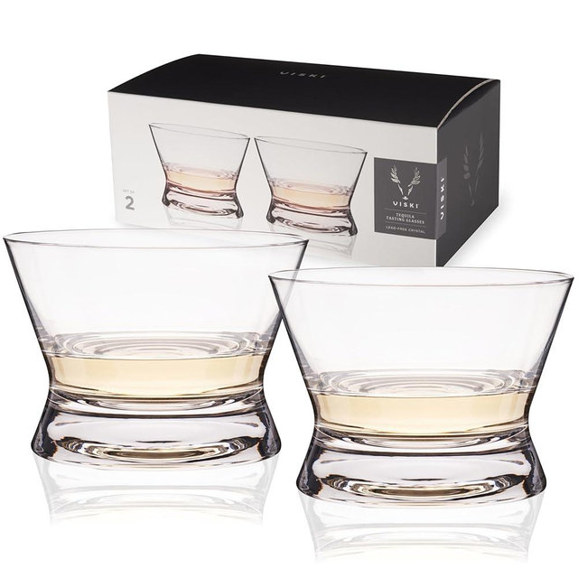 Viski Tasting Set Crystal Neat Spirit Glasses for Tequila, Mezcal, Bourbon, Scotch, Brandy 6oz Set of 2, Set of 1, Clear