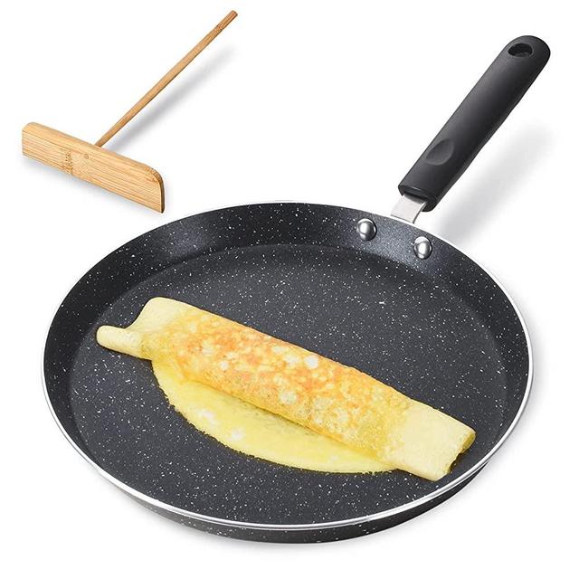 Nonstick Crepe Pan,15 inch PFOA-Free Granite Stone Coating Pan, Flat Skillet  Grill Pan for Tortillas, Omelette, Pancake Induction Bottom for Glass,  Ceramic, Gas Stove Top 