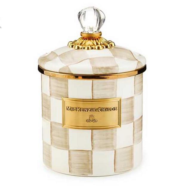 Mocha Check Small Canister - Mackenzie Childs