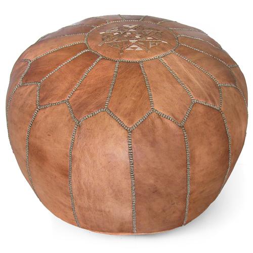 KENZA MOROCCAN POUF, DARK TAN
