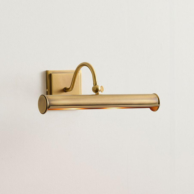Palmer Metal Picture Light 15" Sconce, Vintage Brass, Small