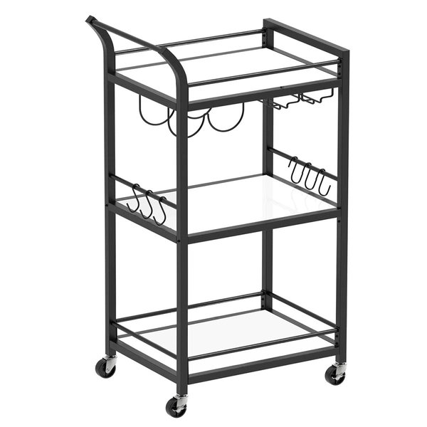 Lark Manor™ Bar Cart, Home Bar Serving Cart with 3-Tier Mirrored Shelf | Wayfair