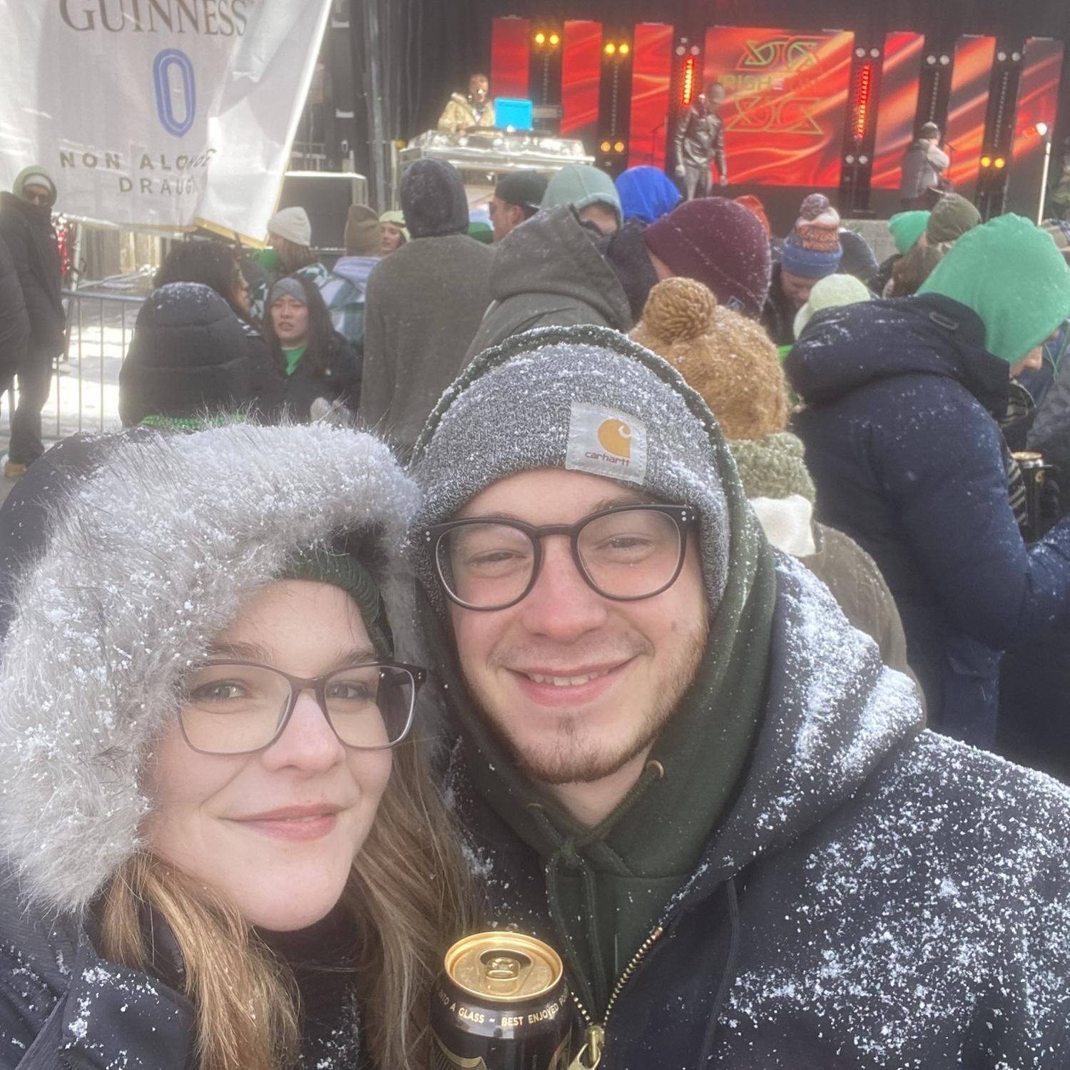 After about a month or so of dating we went to a St. Patrick’s Day festival called Irish on Ionia that was entirely too cold!
