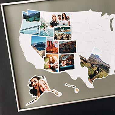 USA Photo Map - 50 States Travel Map - Fits 24 x 36 in Frames - Made from Flexible Plastic