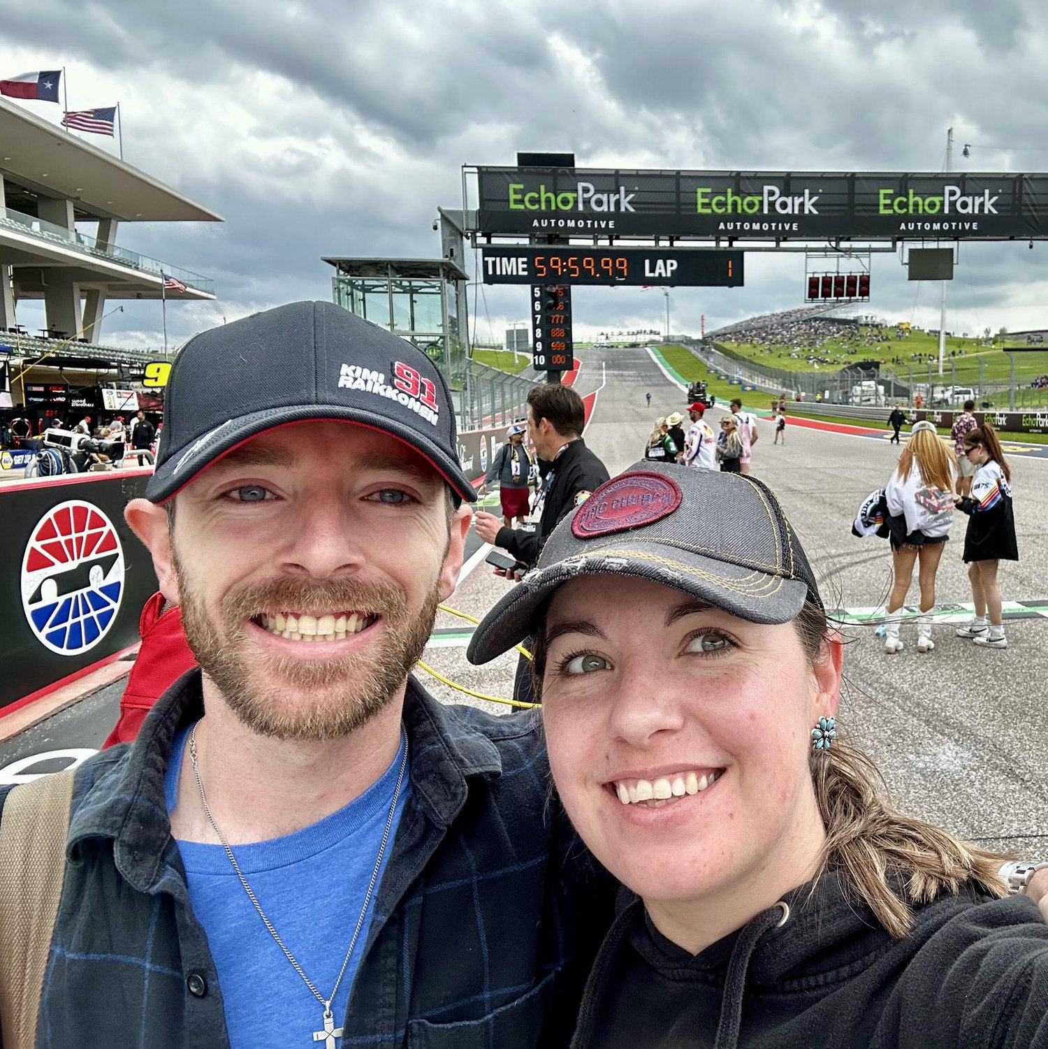 1st NASCAR and we wrote our initials along the checkered finish line