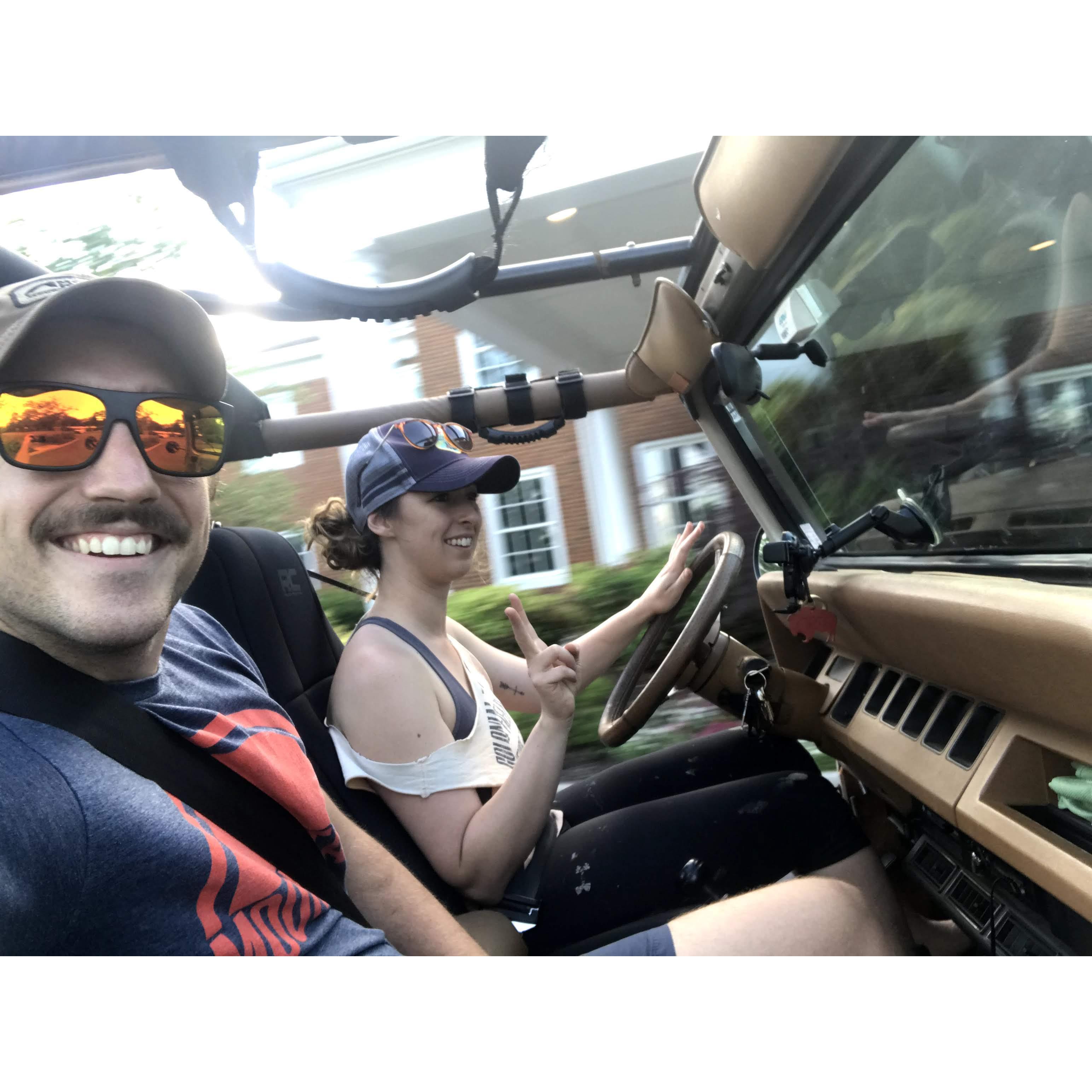 Teaching Nicole to drive stick