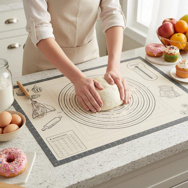 Silicone Baking Pastry Dough Mat - 32x24Inch Extra Large Cookie Bread Rolling Mats Sheet, Nonstick Kitchen Counter Kneading Board Thick Reusable Pie Cookies Pizza Fondant Making Matt Measurement(Gray)