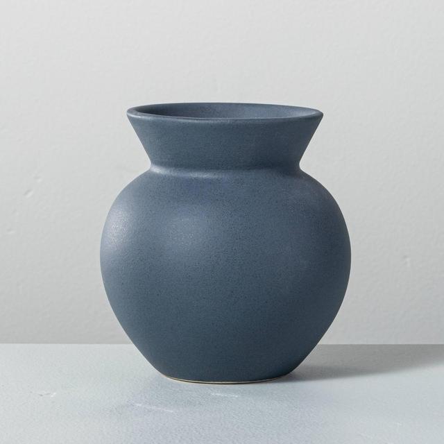 Round Ceramic Bud Vase with Flared Rim Dark Blue - Hearth & Hand™ with Magnolia